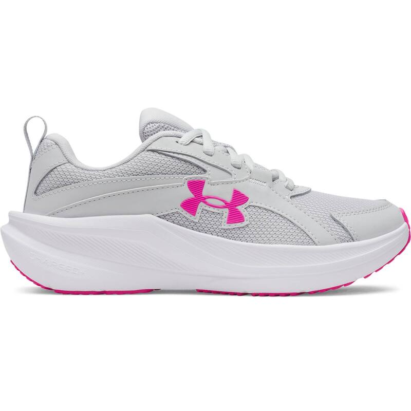 アンダーアーマー レディース シューズ スニーカー スピード競技 Under Armour Assert 11 Big Kids Charged+ Lace-Up Running Shoes Halo Gray Rebel Pink 薄墨色
