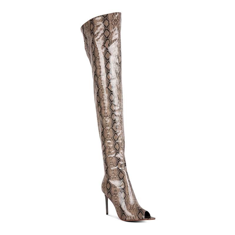 ロンドンラグ レディース シューズ ブーツ・レインブーツ 刷り上げる London Rag Women\u0027snake Printhigh-High Boots Black 黒いこと