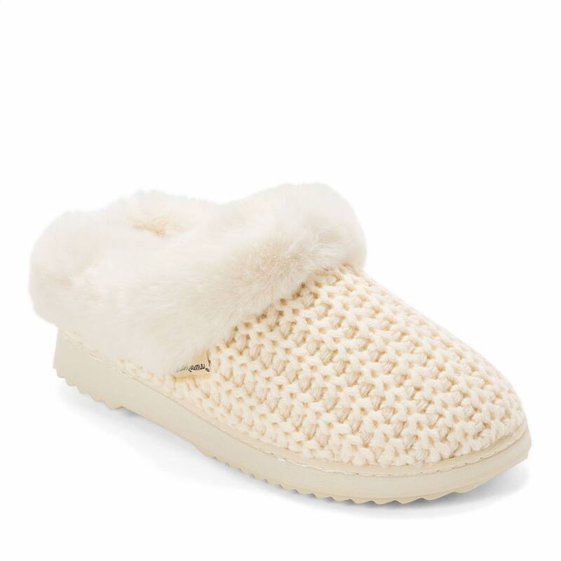 ディアフォームズ レディース シューズ サンダル ニット Dearfoams Hannah Festive Knit Women's Clog Slippers Cream クリーム｜ReVida 店