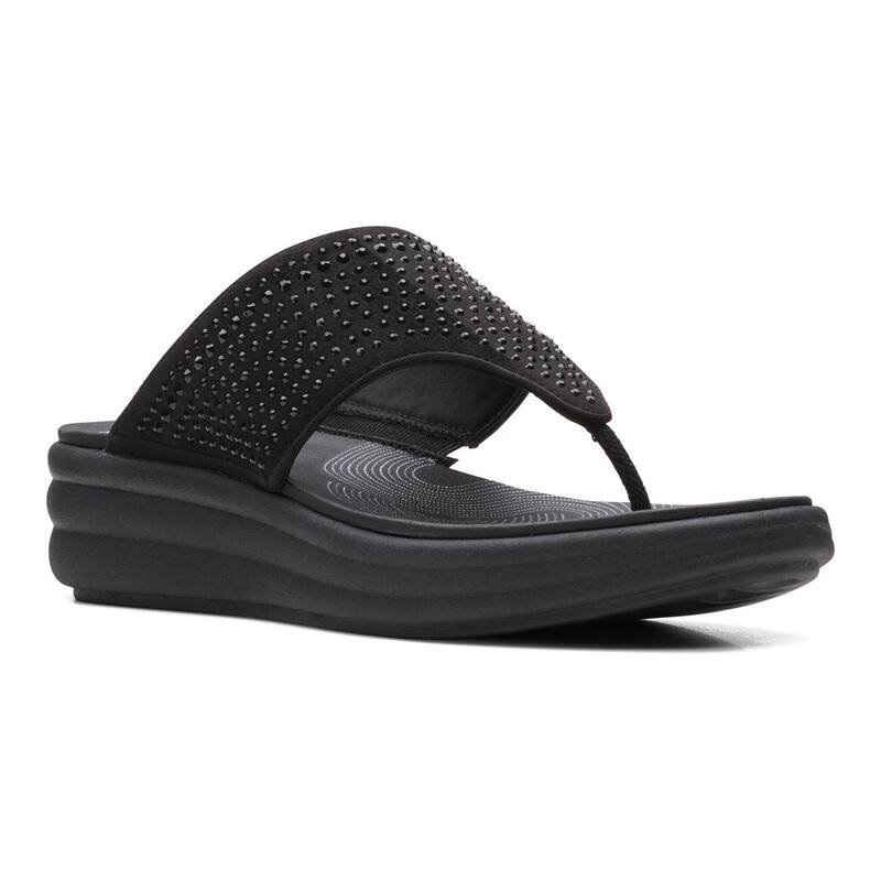 クラークス レディース シューズ サンダル Clarks Cloudsteppers Drift Jaunt Women's Flip Flops Black ブラック｜ReVida 店