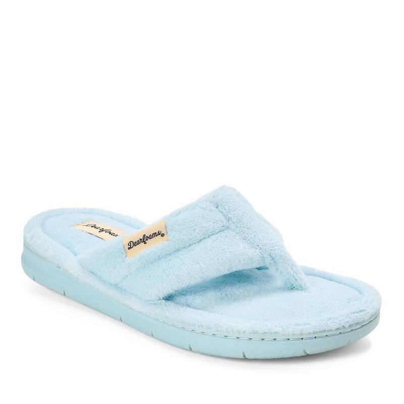 ディアフォームズ レディース シューズ サンダル パイル Women's Dearfoams Wrenley Terry Thong Slippers Blue Wash ブルー