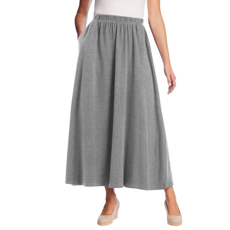 ウーマン ウィズイン レディース ボトムスカート プラスサイズ マキシ Woman Within Plusize 7-Day Maxi Skirt Medium Heather Grey グレー｜ReVida 店