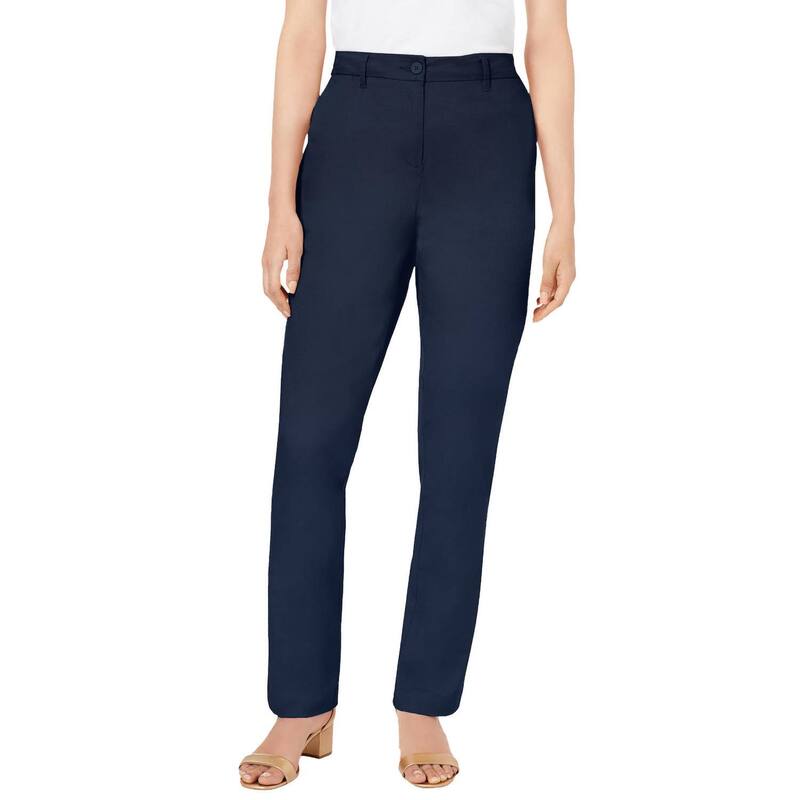 ジェシカロンドン レディース ボトムス カジュアルパンツ プラスサイズ プチ コットン Jessica London Women's Plusize Petite Stretch Cotton Chino Straight-Leg Pant Navy ネイビー|ReVida 店