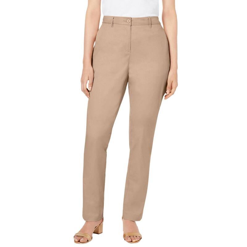 ジェシカロンドン レディース ボトムス カジュアルパンツ プラスサイズ プチ コットン Jessica London Women's Plusize Petite Stretch Cotton Chino Straight-Leg Pant New Khaki カーキ