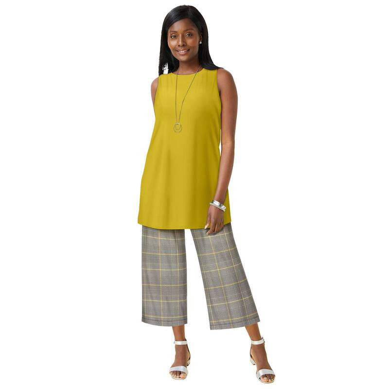 ジェシカロンドン レディース トップス Tシャツ プラスサイズ ニット Jessica London Women's Plusize Stretch Knitunic Tank Golden Citrus｜ReVida 店
