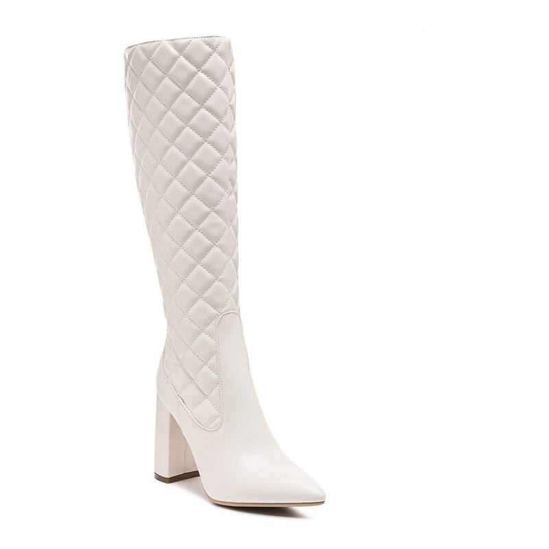 ロンドンラグ レディース シューズ ブーツ・レインブーツ London Rag Quilt Women's Knee-High Boots White ホワイト