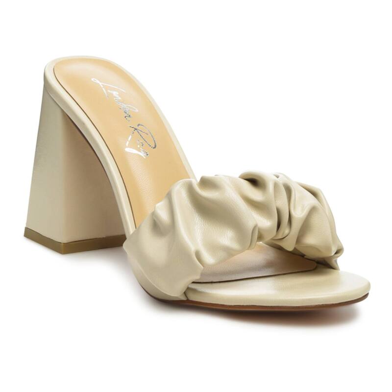 ロンドンラグ レディース シューズ パンプス プリーツ サンダル ヒール London Rag Mid Block Women's Heel Pleated Strap Sandals Beige ベージュ