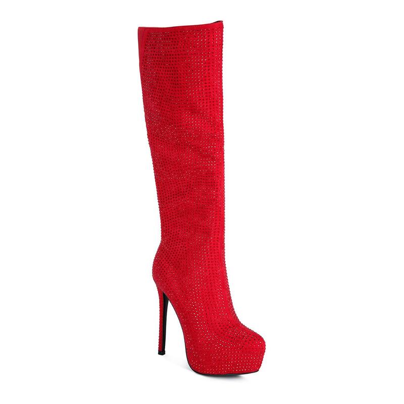 ロンドンラグ レディース シューズ ブーツ・レインブーツ London Rag Nebula Diamante Women\u0027s Knee-High Boots Red 赤いこと