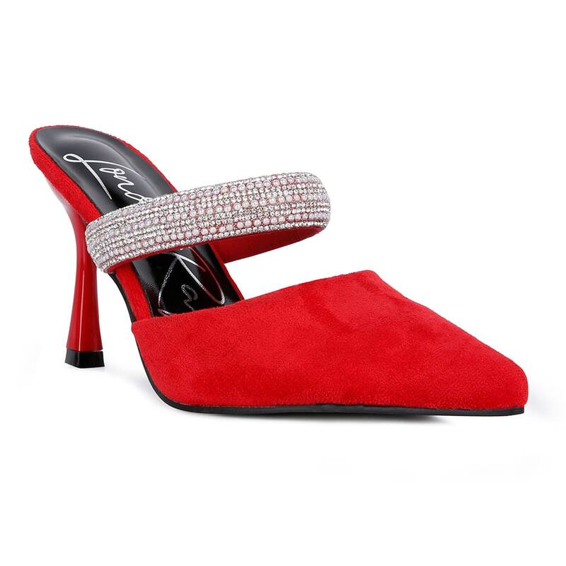 ロンドンラグ レディース シューズ パンプス ヒール London Rag Fauci Women's Embellished-Strap Heeled Mules Burgundy バーガンディ