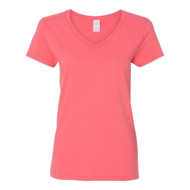 ギルダン レディース トップス Tシャツ Vネック コットン Gildan Heavy Cotton Womens V-Neck T-Shirt Coral Silk コーラル