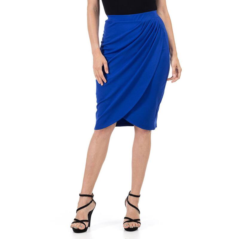 24 セブンコンフォート レディース ボトムスカート ひざ丈 Women's 24Seven Comfort Apparelastic Waist Knee Length Tulipencil Skirt Royal|ReVida 店