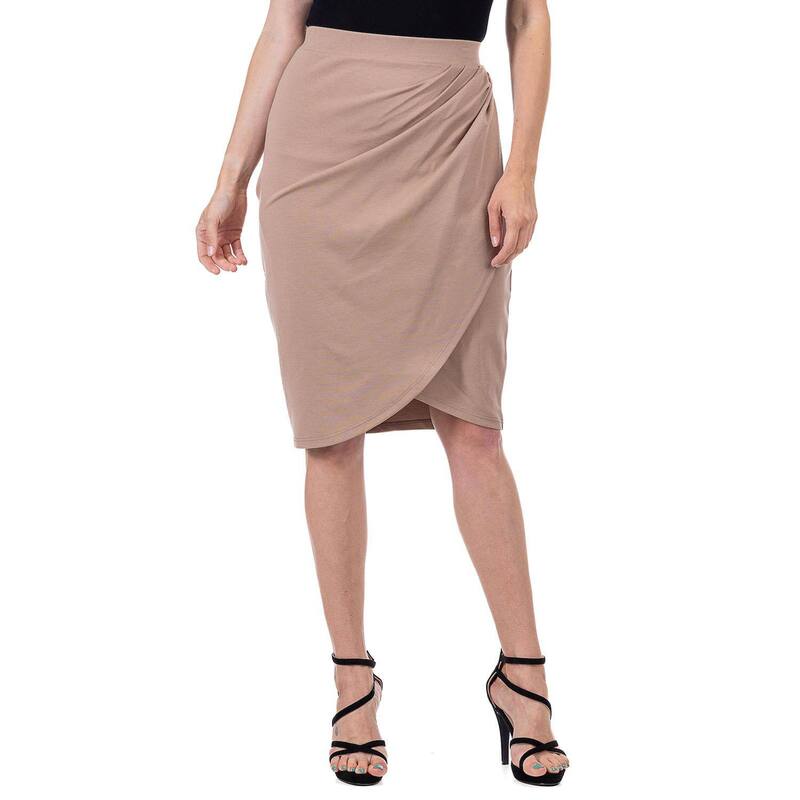24 セブンコンフォート レディース ボトムスカート ひざ丈 Women's 24Seven Comfort Apparelastic Waist Knee Length Tulipencil Skirtaupe トープ｜ReVida 店