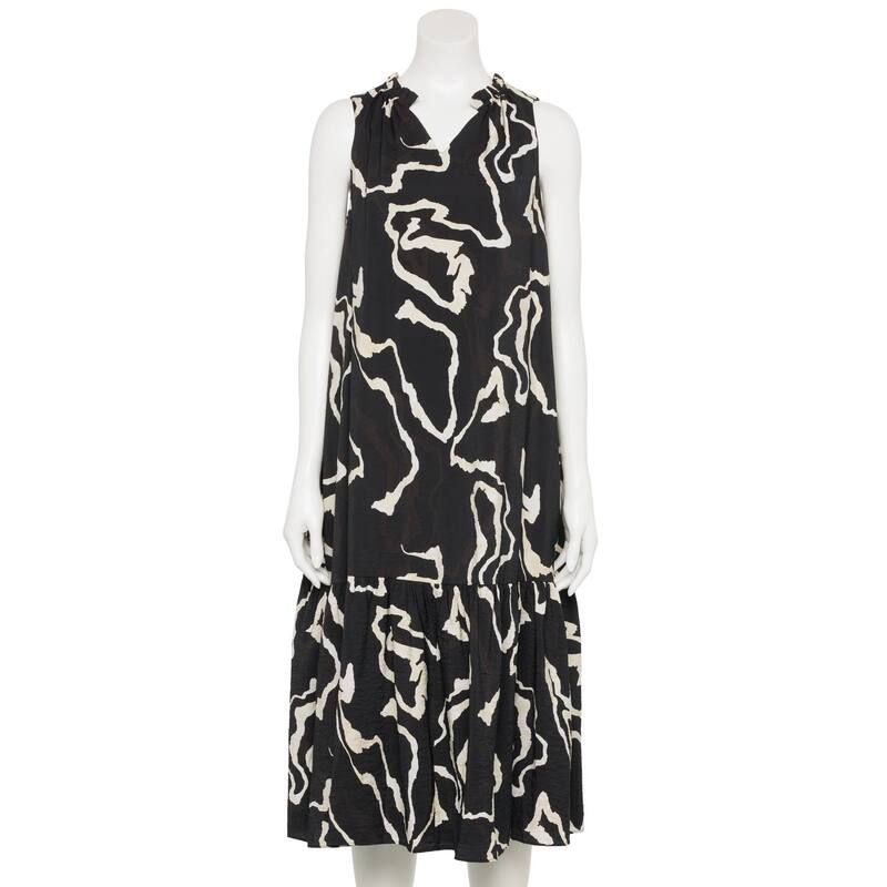 ナインウェスト レディース トップス ワンピース Vネック ノースリーブ マキシ Women\'s Nine West Adaptive Sleeveless V-Neck Maxi Dress Black Water Trail ブラック｜ReVida 店