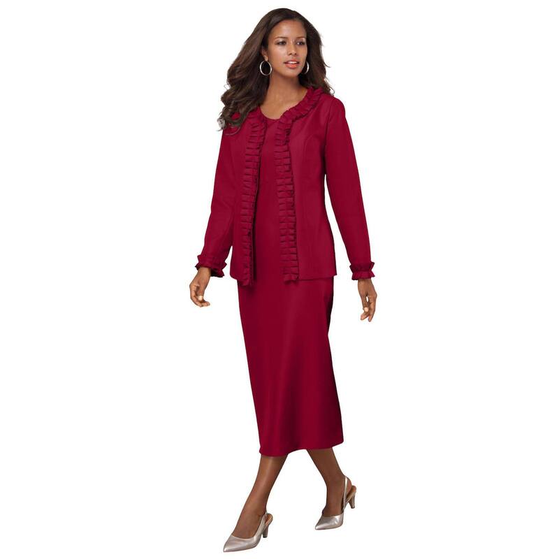 ロアマンズ レディース トップス 衣装 つけ加える大きさ 筋目 上衣 Roaman\u0027s Women\u0027s Plusize Long Sleeve Pleated Jacket Dresset Elegant 2-Piece Sheath Suit Rich Burgundy バーガンディ