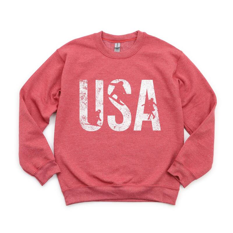 Simply Sage Market レディース トップス Tシャツ スウェット グラフィック Simply Sage Market USA Winter Sports Distressed - Women's Graphic Sweatshirt Heathered ヘザー|ReVida 店