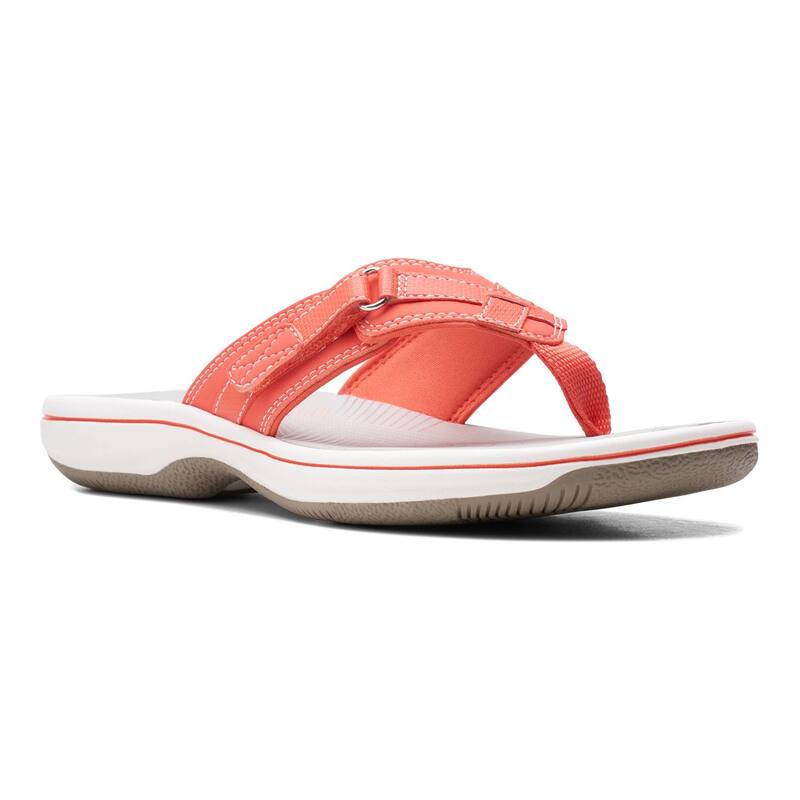 クラークス レディース シューズ サンダル Clarks Breeze Sea Cloudstepper Women's Flip Flop Sandals Bright Coral コーラル