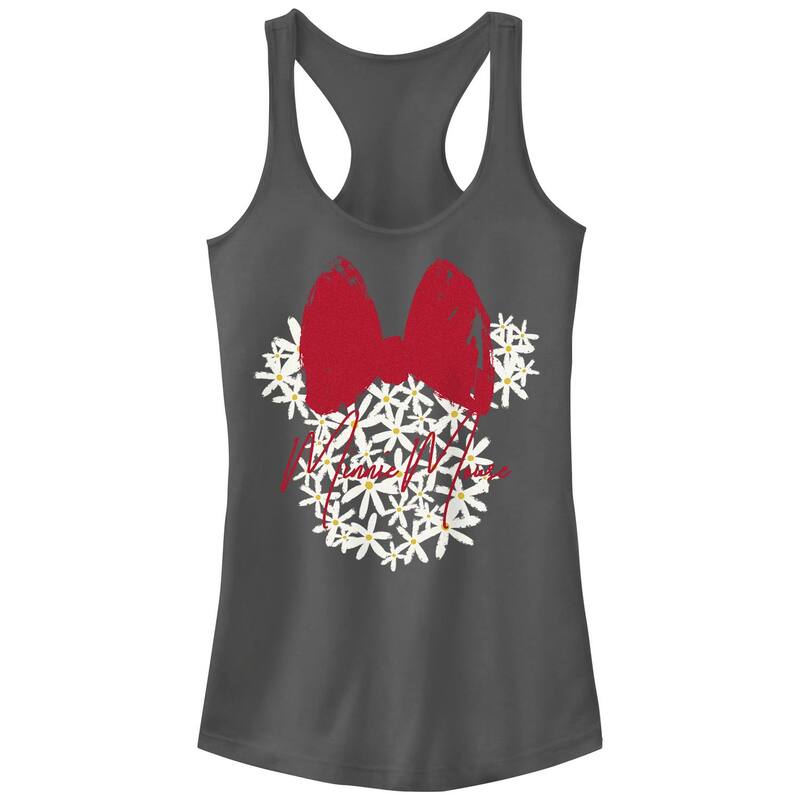 ディズニー レディース トップス Tシャツ フラワー柄 フラワー Juniors' Disney's Mickey Floral Minnie Mouse Tank Top Charcoal チャコール
