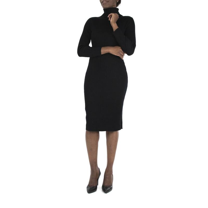 ニナレオナルド レディース トップス ワンピース ミディ セーター Women\'s Nina Leonard Midi Sheath Sweater Dress Black ブラック|ReVida 店