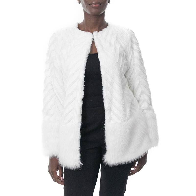 ニナレオナルド レディース トップス ワンピース Women's Nina Leonard Chevron Faux-Fur Bolero Ivory アイボリー｜ReVida 店