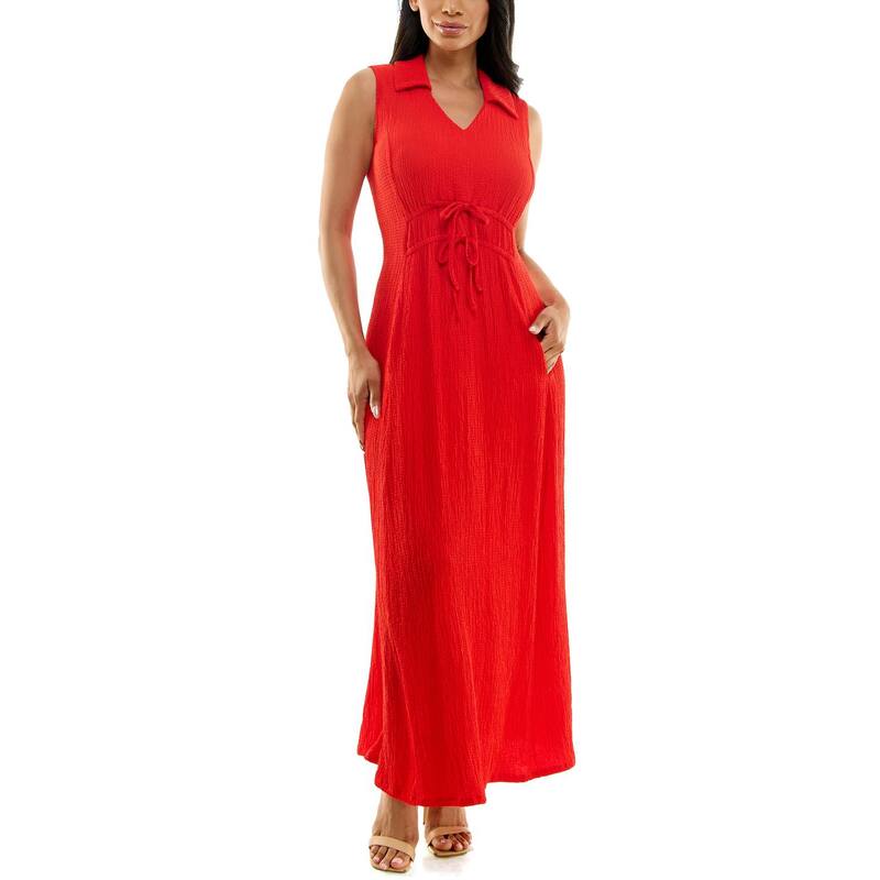 ニナレオナルド レディース トップス ワンピース Vネック マキシ Women's Nina Leonard Collared V-Neck Maxi Dress Candy Apple