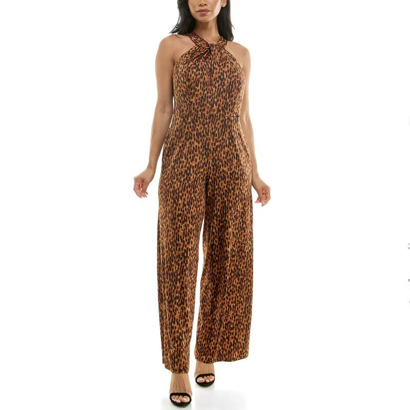 ニナレオナルド レディース トップス ワンピース プリント ジャンプスーツ Women's Nina Leonard Printed Twist Neck Jumpsuit Cognac Multi マルチカラー｜ReVida 店