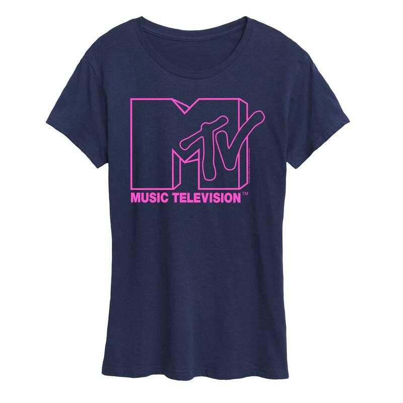 アニメキャラクター レディース トップス Tシャツ ロゴ グラフィック Licensed Character Women's MTV Pink Logo Graphic Tee Navy ネイビー
