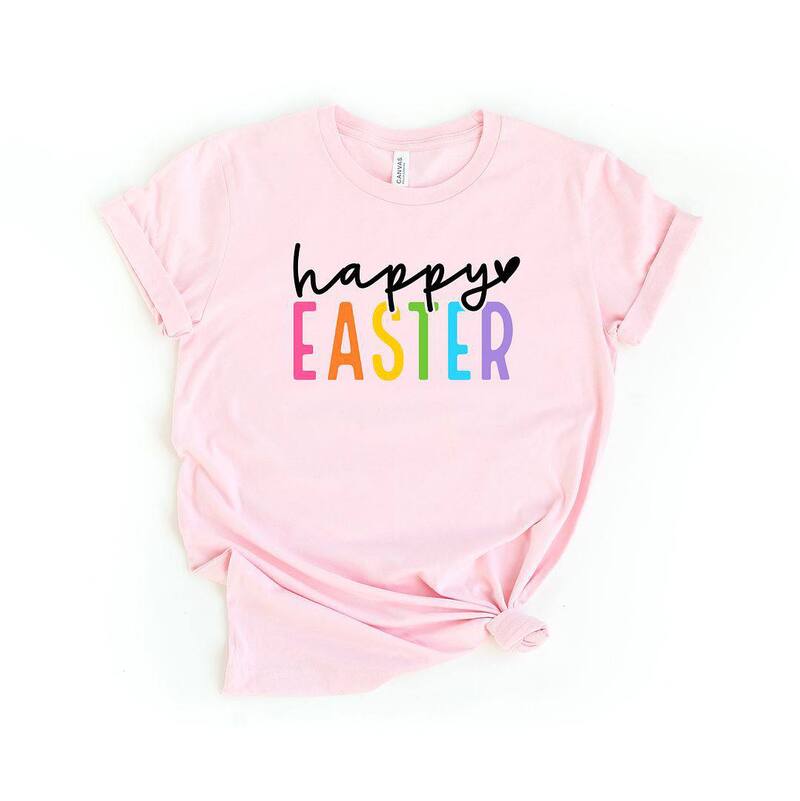Simply Sage Market レディース トップス Tシャツ グラフィック Simply Sage Market Happy Easter Colorful Short Sleeve Graphic Tee Pink ピンク