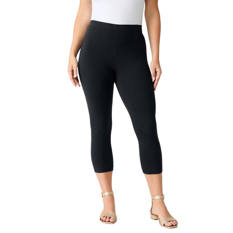 ロアマンズ レディース ボトムス カジュアルパンツ プラスサイズ キャップ Roaman's Women's Plusize Plusizessential Stretch Capri Legging Black ブラック