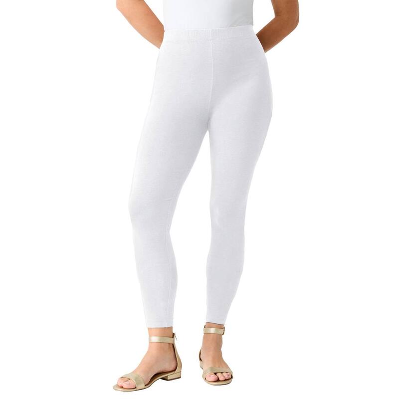 ロアマンズ レディース ボトムス カジュアルパンツ プラスサイズ トール アンクル Roaman's Women's Plusize Tall Plusize Anklength Essential Stretch Legging White ホワイト｜ReVida 店