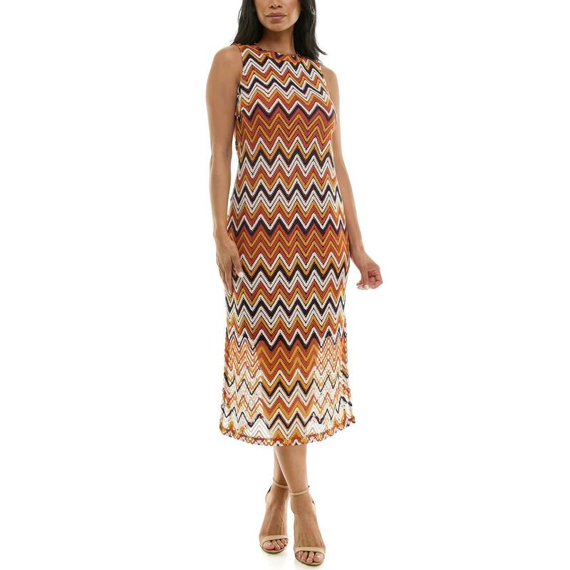ニナレオナルド レディース トップス ワンピース マキシ Women Nina Leonard Crochet Maxi Dress Rust Multi ラスト