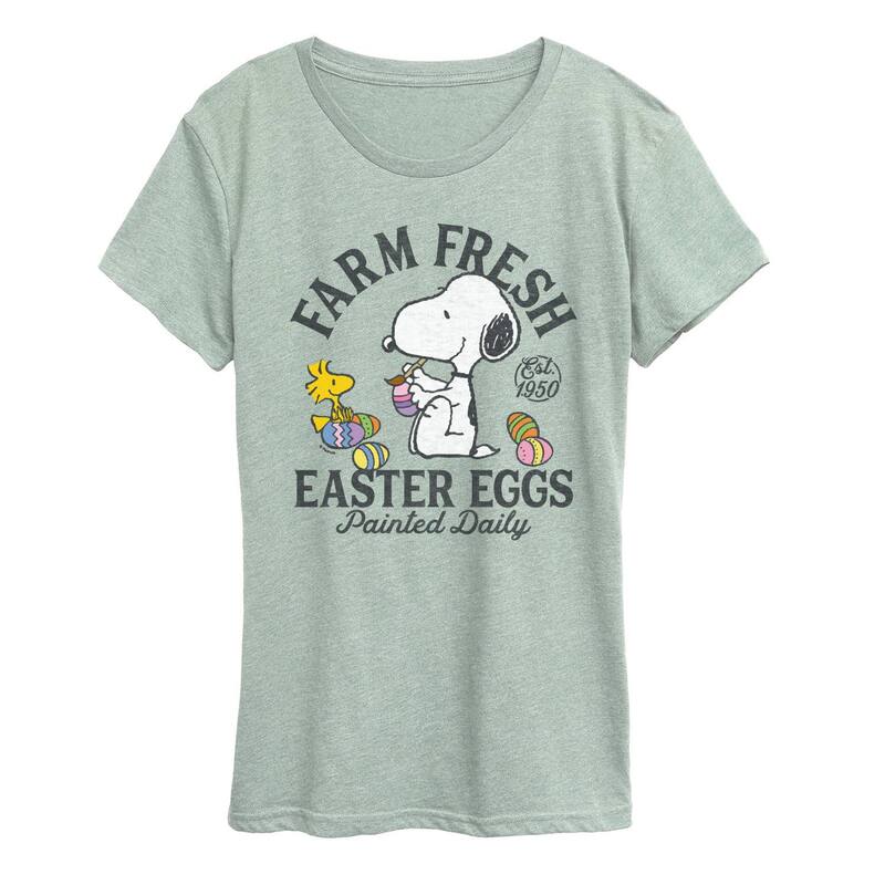 アニメキャラクター レディース トップス Tシャツ グラフィック Licensed Character Women's Peanuts Farm Fresh Easter Eggs Paintedaily Graphic Tee Heather Sea Foam ヘザー