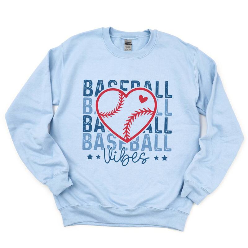 Simply Sage Market レディース トップス Tシャツ スウェット グラフィック Simply Sage Market Baseball Heart Stacked - Women's Graphic Sweatshirt Light Blue ブルー