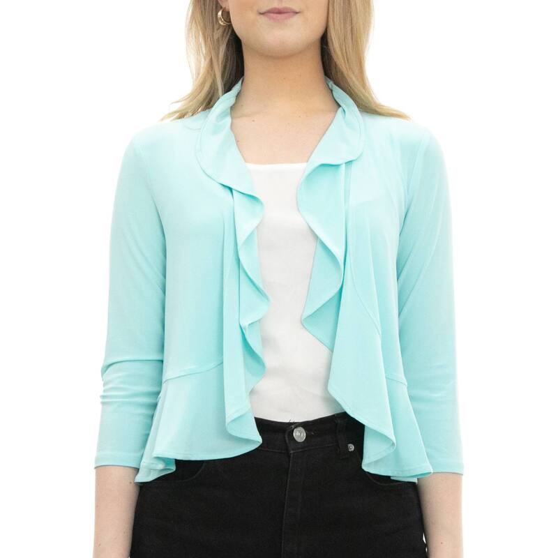 ニナレオナルド レディース アウター ニット・セーター シフォン フリル Women's Nina Leonard Chiffon-Back Ruffle Bolerobins Egg｜ReVida 店