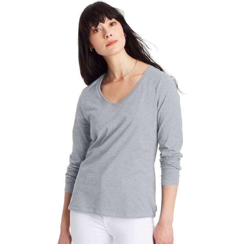 ヘインズ レディース トップス Tシャツ Women's Hanes Originals Long Sleeve Tee Light Steel