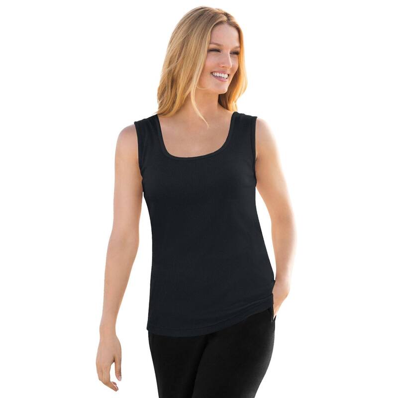 ウーマン ウィズイン レディース トップス Tシャツ リブニット プラスサイズ ニット Woman Within Plusize Rib Knitank Black ブラック