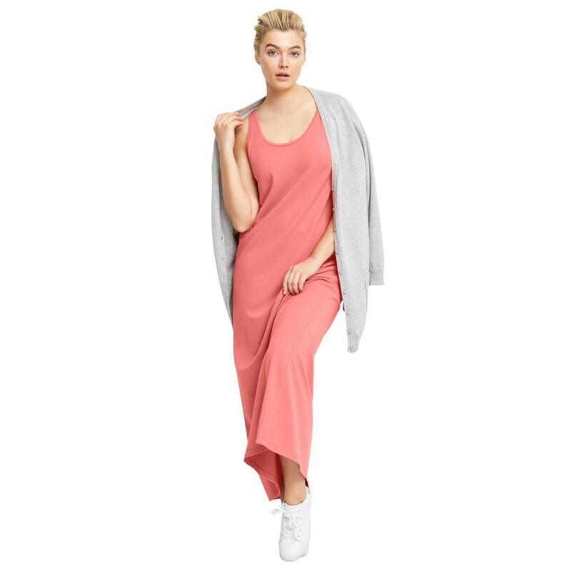 Ellos レディース トップス ワンピース A ライン プラスサイズ ノースリーブ コットン マキシ ellos Plusize Cotton Spandex Scoop Neck Sleeveless A Line Maxi Dressweet Coral コーラル｜ReVida 店
