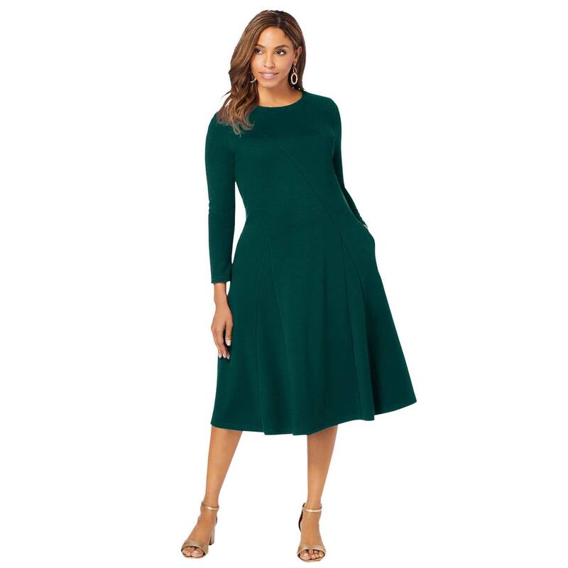 ジェシカ英国の首都 レディース トップス 衣装 つけ加える大きさ Jessica London Women\u0027s Plusize Long Sleeve Stretch Ponte Dress Emerald Green 緑であること