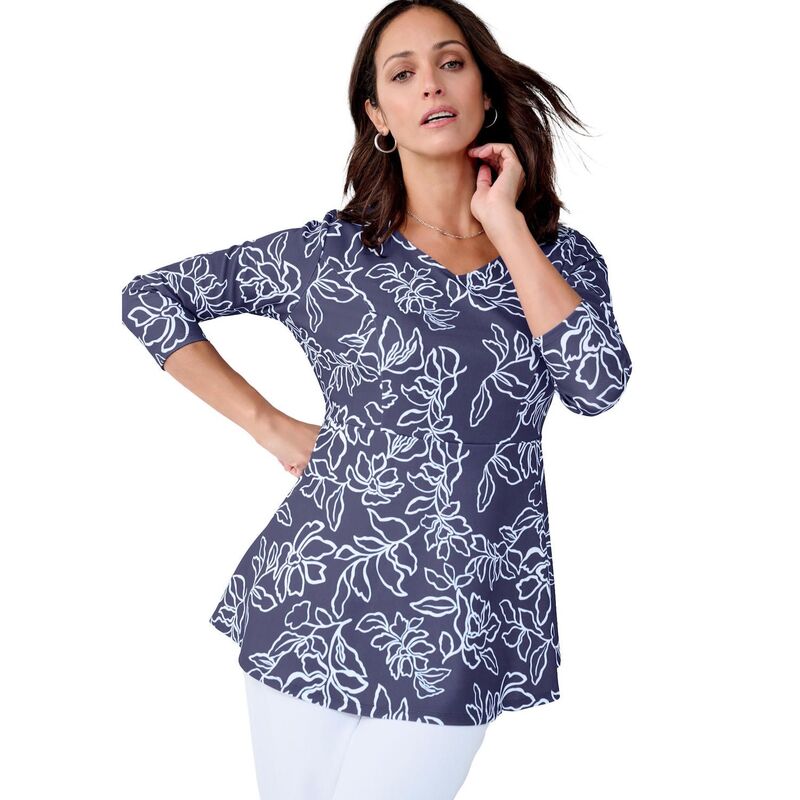 ジェシカロンドン レディース トップス シャツ クレープラスサイズ ニット Jessica London Women's Plusize Knit Crepe Sweetheart Neck Top Deep Dusk Floral 9,926円