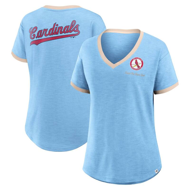 ファナティクス レディース トップス Tシャツ Vネック Women's Fanatics Light Blue St. Louis Cardinals Binge Worthy Stadium Slub V-Neck T-Shirt Crd Light ブルー｜ReVida 店