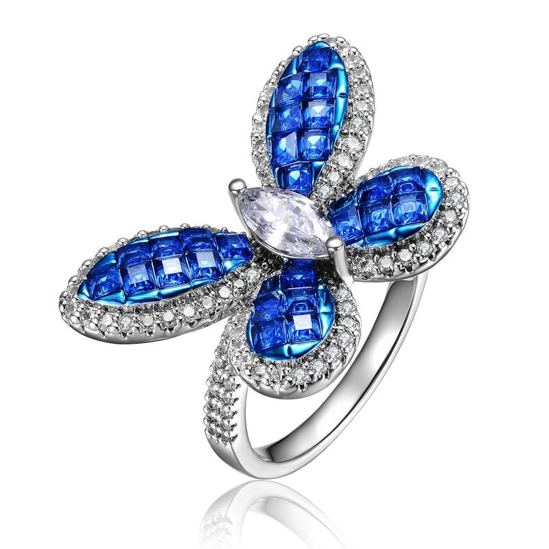 アンブランデッド レディース アクセサリー リング Unbranded Sterling Silver Cubic Zirconia Butterfly Ring Sterling Blue ブルー
