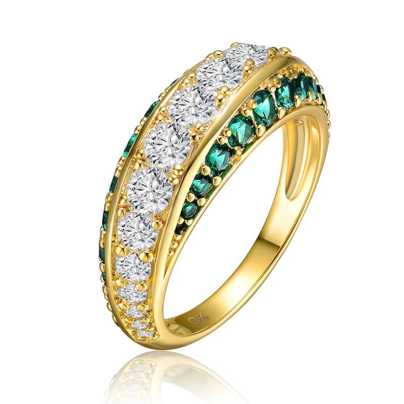 アンブランデッド レディース アクセサリー リング Unbranded 14k Gold Over Silver Cubic Zirconia 3-Row Crossover Cocktail Ringold Tone Green グリーン 14,026円