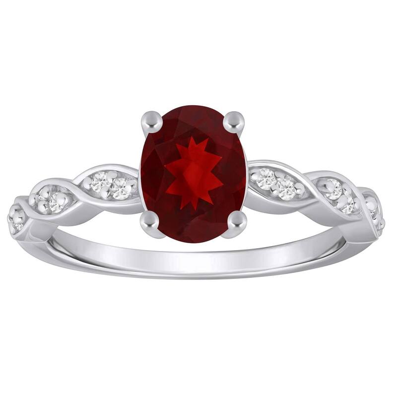 Alyson Layne レディース アクセサリー リング Alyson Layne 10k White Gold Lab-Grown Diamond Accent & Gemstone Ringarnet ホワイト｜ReVida 店