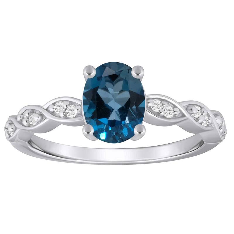 Alyson Layne レディース アクセサリー リング Alyson Layne 10k White Gold Lab-Grown Diamond Accent & Gemstone Ring London Blue Topaz ブルー|ReVida 店