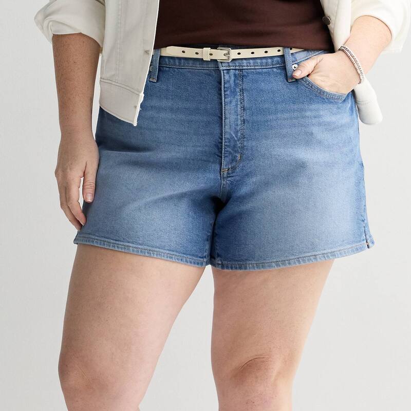 ソノマ レディース ボトムス ハーフパンツ・ショーツ プラスサイズ ショートパンツ デニム Plusize Sonoma Goods For Life Curvy Mid Rise Denim Shorts Bright Medium Wash デニム