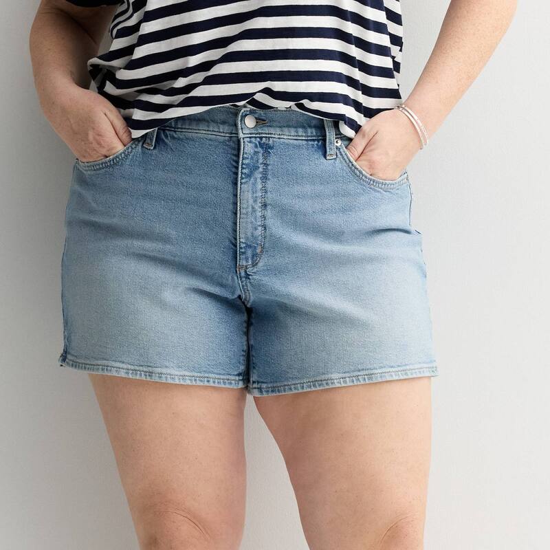 ソノマ レディース ボトムス ハーフパンツ・ショーツ プラスサイズ ショートパンツ デニム Plusize Sonoma Goods For Life Curvy Mid Rise Denim Shortsuper Light Wash デニム