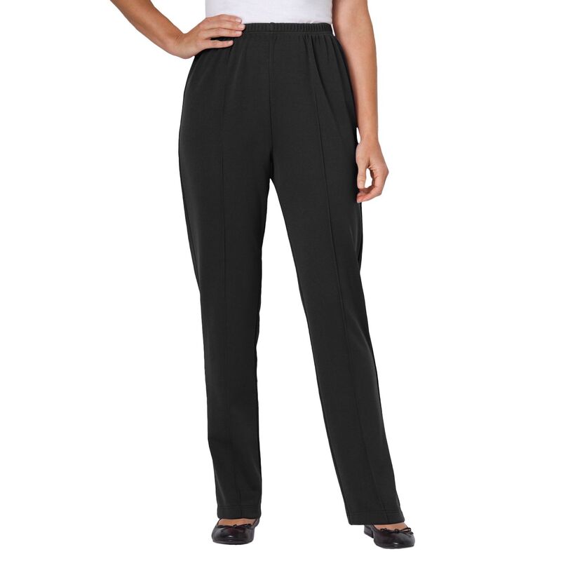 ウーマン ウィズイン レディース ボトムス カジュアルパンツ プラスサイズ プチ ニット Woman Within Plusize Petite Knit Hassle-Free Pull-On Elastic-Waist Pants Black ブラック