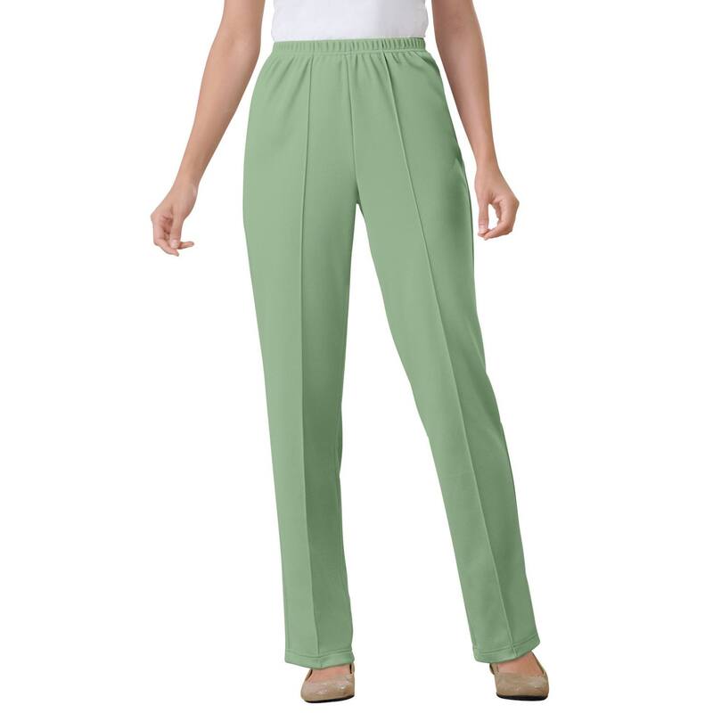ウーマン ウィズイン レディース ボトムス カジュアルパンツ プラスサイズ プチ ニット Woman Within Plusize Petite Knit Hassle-Free Pull-On Elastic-Waist Pantsage セージ