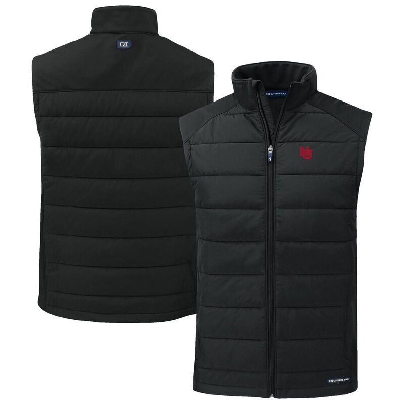 カッターアンドバック レディース アウター ジャケット・ブルゾン ベスト Men\'s Cutter & Buck Black Nebraska Huskers Evoke Hybrid Eco Softshell Recycled Full-Zip Vest Neblack ブラック