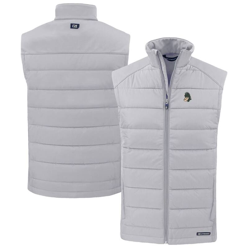 カッターアンドバック レディース アウター ジャケット・ブルゾン ベスト Men's Cutter & Buck Gray Michigan State Spartans Evoke Hybrid Eco Softshell Recycled Full-Zip Vest Msu Grey グレー
