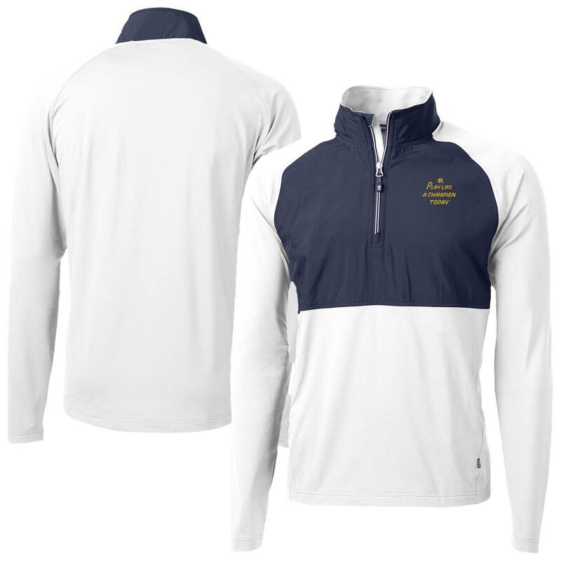 カッターアンドバック レディース トップス Tシャツ ニット Men's Cutter & Buck White Notre Dame Fighting Irish Play Like A Champion Today Adapt Eco Knit Stretchybrid Recycled Quarter-Zipullover Top Ntd White ホワイト